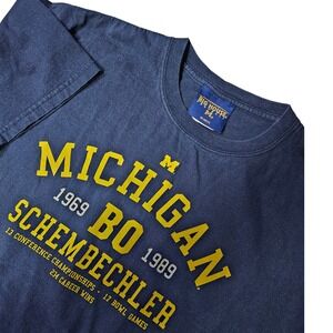 Michigan Wolverines Bo Schembechler T-Shirt Big House T's Men's Large Navy